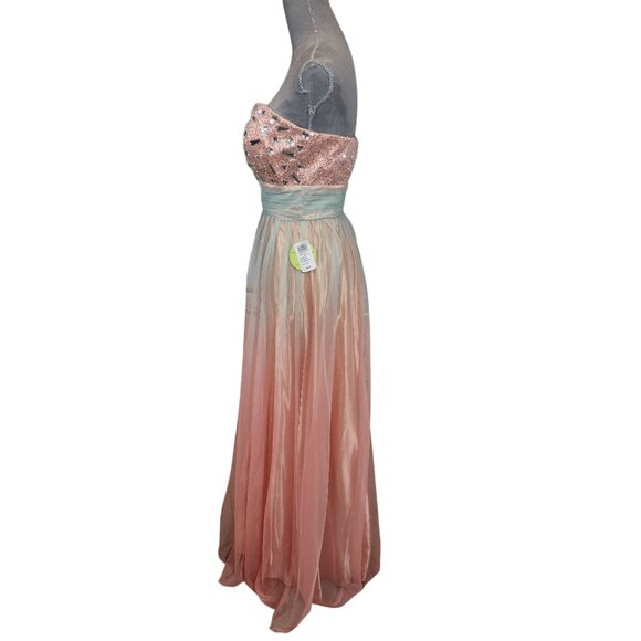 Vintage Blondie Nites Dress Peach Mint Ombre Beaded Prom Semi Formal Sz 11 - Picture 6 of 11